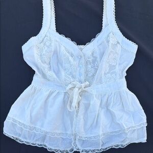 White Lace Peplum Camisole Top